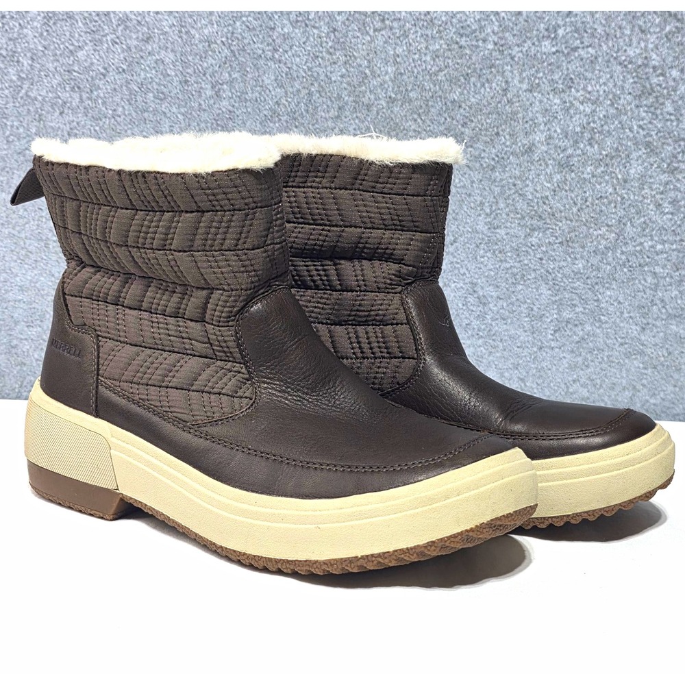 Merrell J001842 Womens Waterproof Leather Faux Fur Lined Ankle Bootie 7